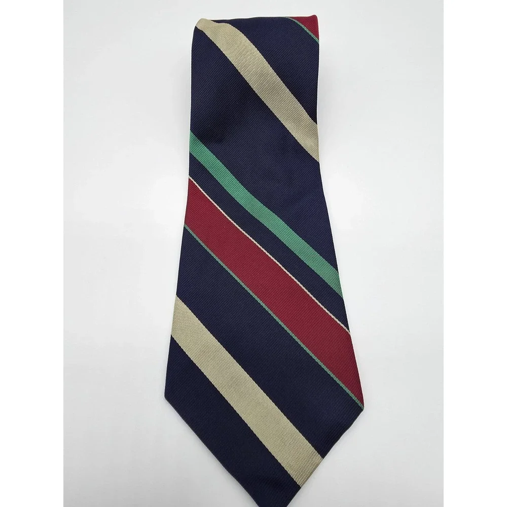 Vintage Nautica Repp Tie Mens Blue Red Silk Striped Necktie Made USA 58